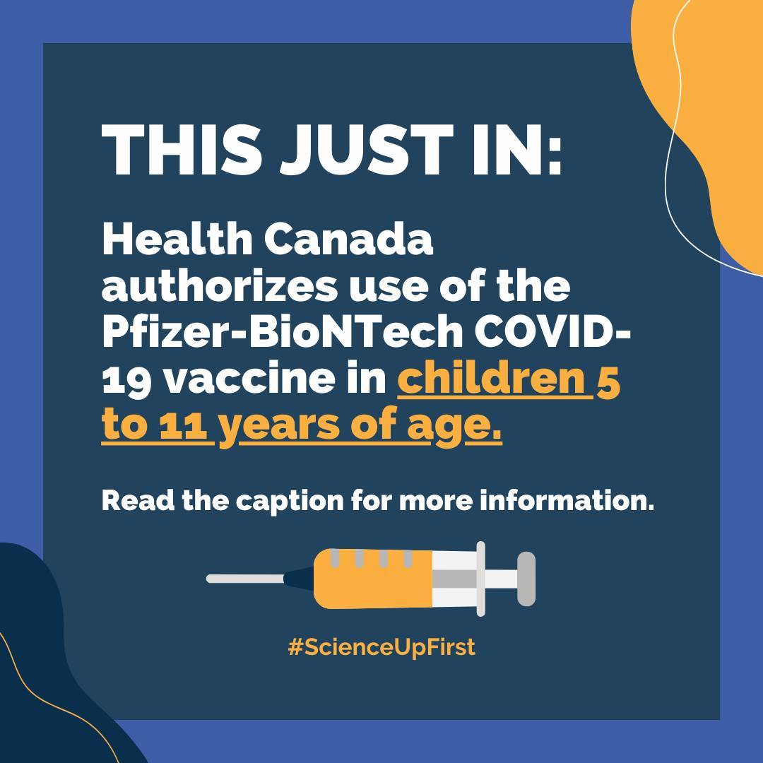 Health Canada authorizes Pfizer vaccine in children 5-11